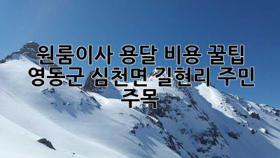 원룸이사 용달 비용 꿀팁🍯 영동군 심천면 길현리 주민 주목!